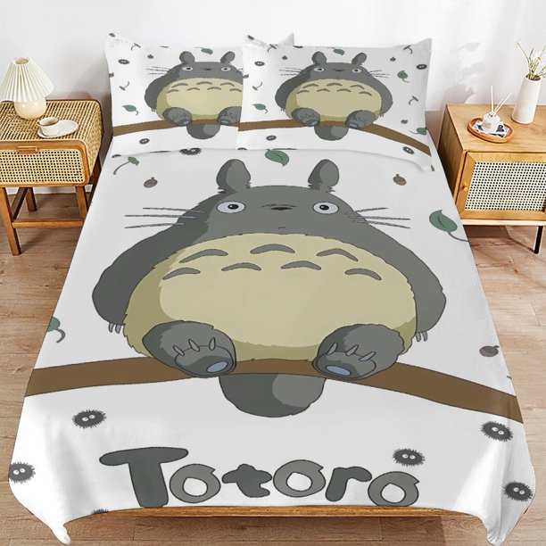 x109 My Neighbor Totoro Bed Duvet Cover Microfiber Bedding Sets 3D Printed Lightweight 3 Piece Comforter Sets, 1 Duvet Cover And 2 Pillow Shams for Kids Boys Girls 79"x90" jn109