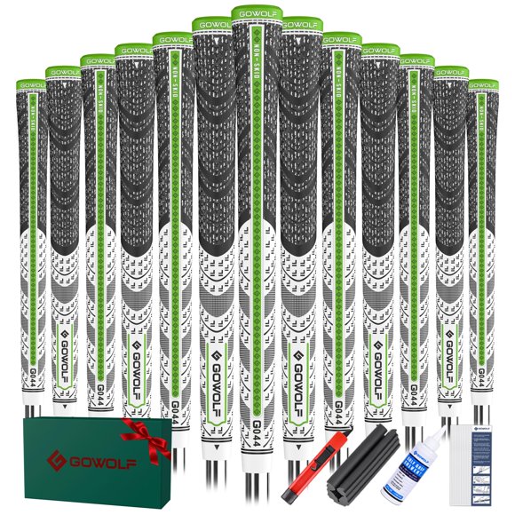 Gowolf Empuñaduras de Golf Pack de 13 unidades (tamaño medio, goma verde)