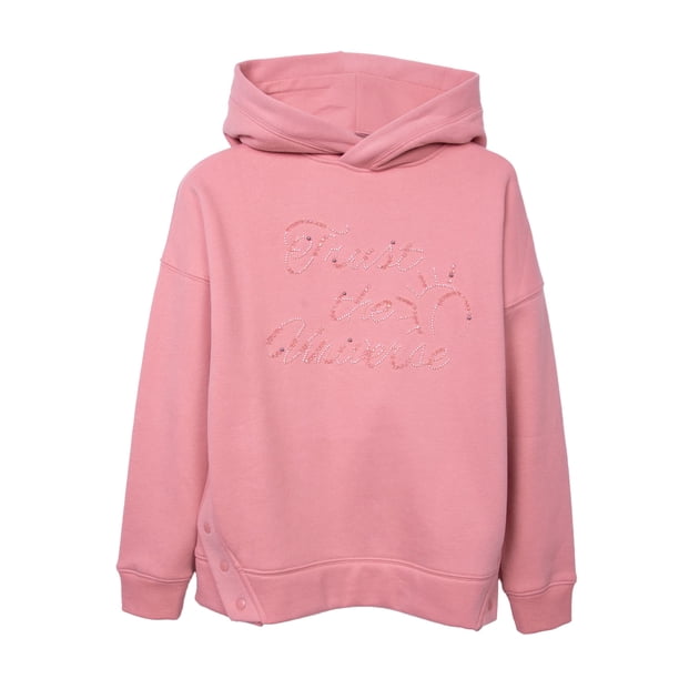 Polerón Hoodie Niña Bordado Mostacillas Palo Rosa
