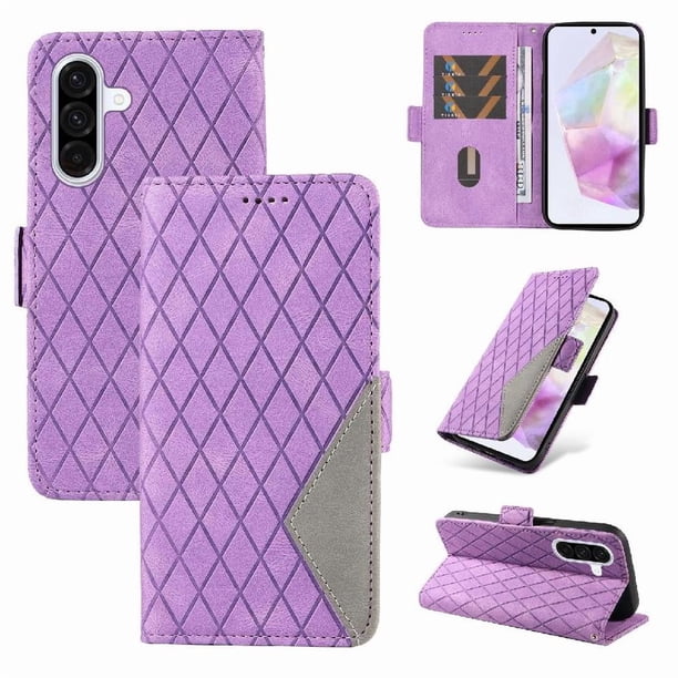 Funda Cartera para Samsung Galaxy A36 5G con Tarjetero Soporte y Correa Morado