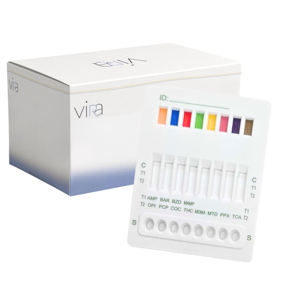 Kit 25 Test De Sustancias 12 EN 1 - THC COC AMP BZO OPI MET MDMA MTD BAR TCA PPC PPX blanco