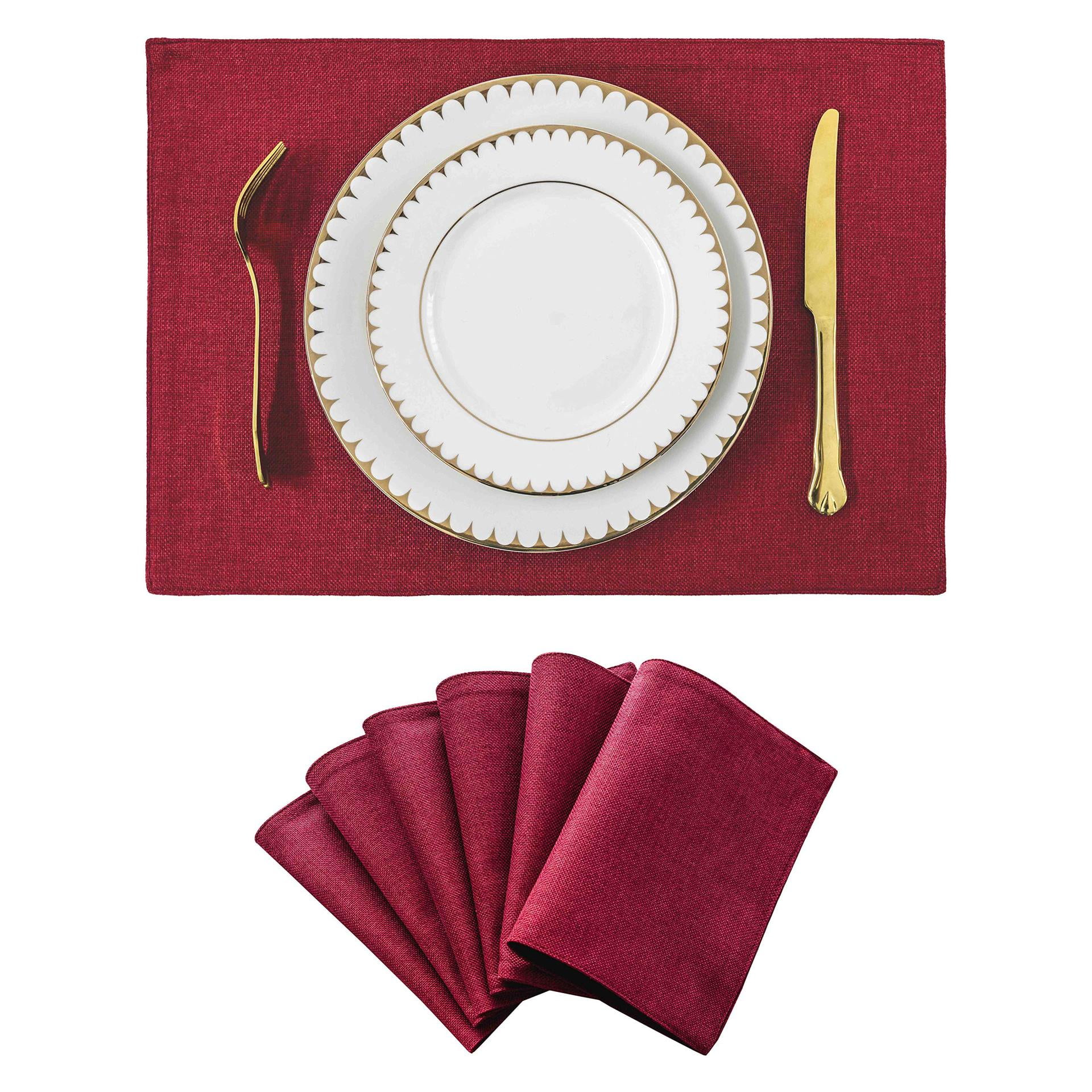 Xmhytop Juego De 6 Manteletes Individuales Texturizados Clásicos, Resistentes A Manchas, Ideal Para Barbacoas Y Mesas De Comedor, Estilo E, 48*33cm, Rojo