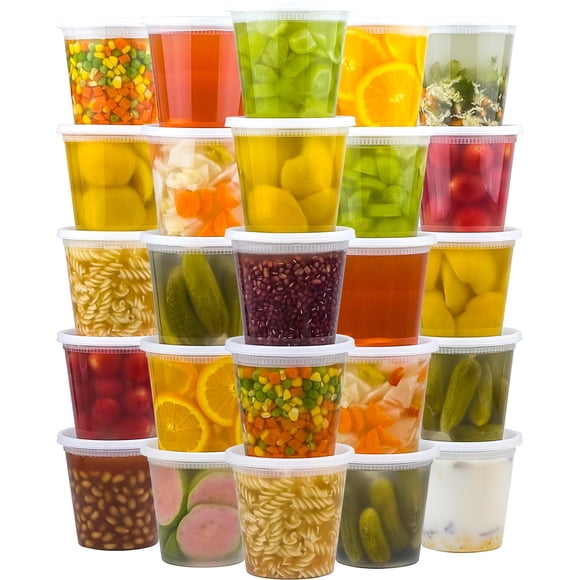 Deli Containers Dealusy, 50 unidades, 700 ml, con tapas de plástico sin BPA