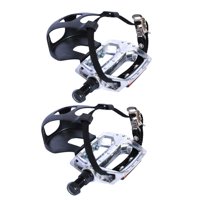 Ioensy - Pedal De Bicicleta Estática Con Correas Y Clips Para Los Dedos Pedal De Plataforma Eje Corto De 12,7 Mm De 9/16'' O 1/2''