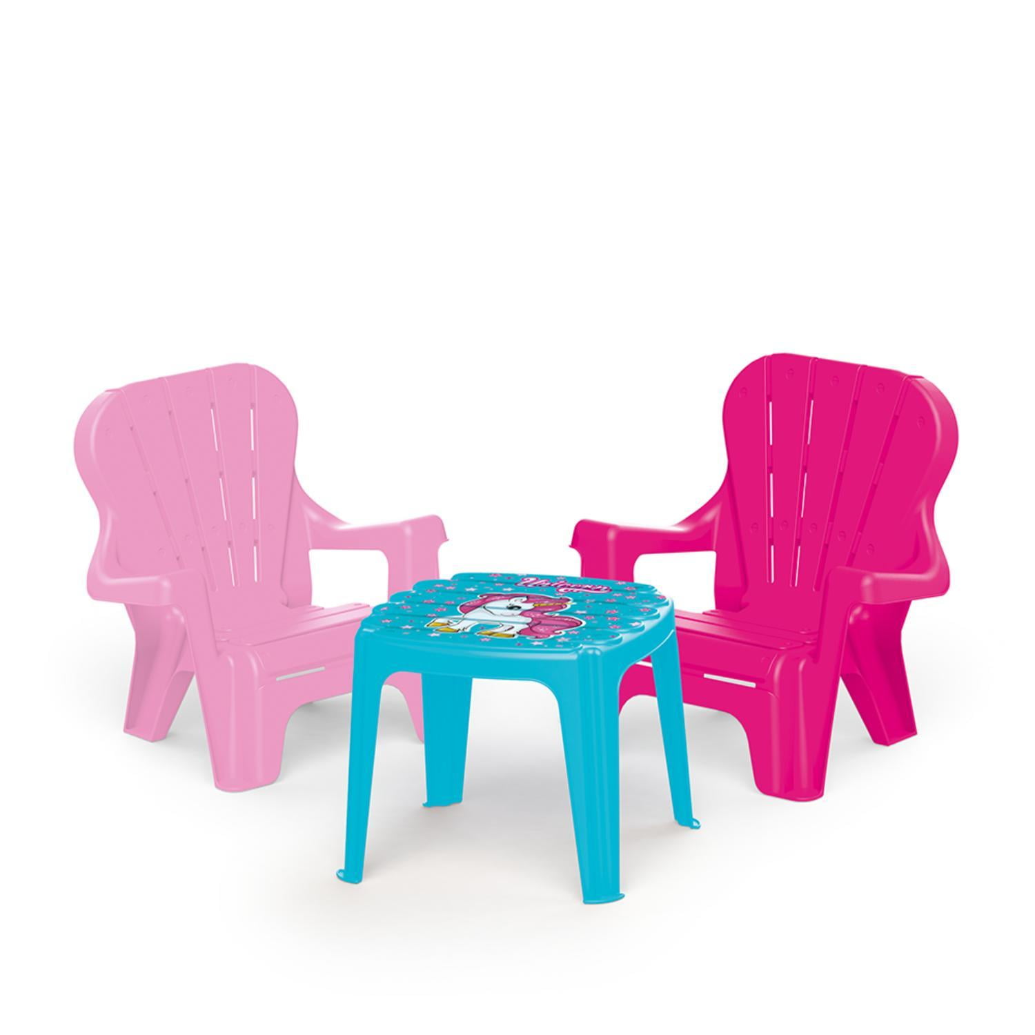 Set Mesa Unicornio +2 Sillas 45x35x45 Dolu Rosa Tamaño Unico