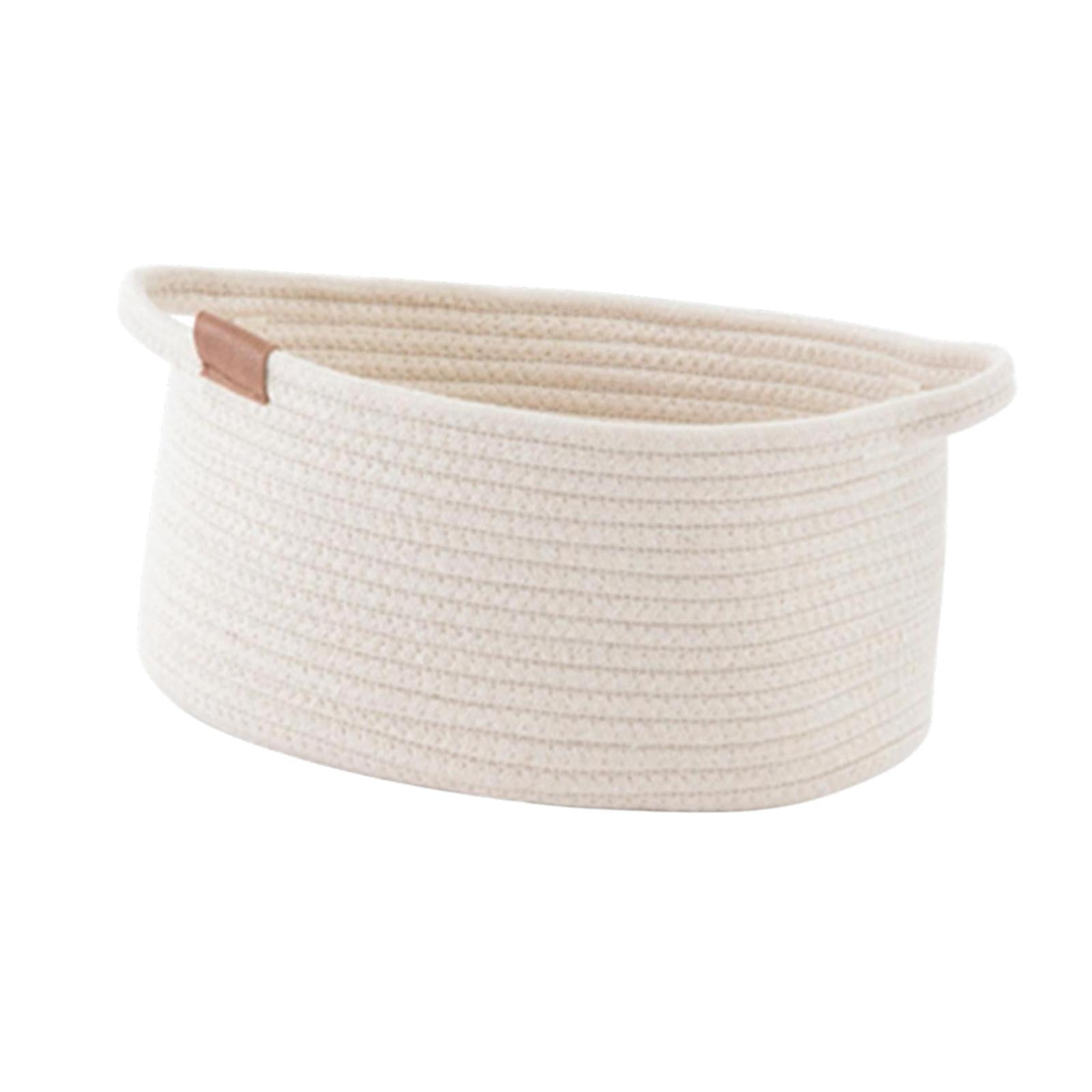 Magideal - Canasta Tejida De Algodón Con Manijas De La Organización Decorativa Canasta De Almacenamiento De Contenedor Para Dormitorio, Mesa, Gabinete Para Niños M