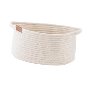 Magideal - Canasta Tejida De Algodón Con Manijas De La Organización Decorativa Canasta De Almacenamiento De Contenedor Para Dormitorio, Mesa, Gabinete Para Niños M