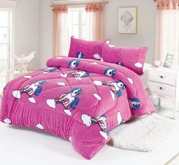 Aladdins Shop - Cobertor De Invierno De Plush Y Chiporro 1,5 Plaza Fucsia Unicornio