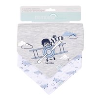 Bambino - Set 2 Babero Bandana Gris Avion Niño