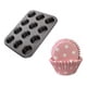 thumbnail image 1 of Molde 12 Cupcakes + 100 Capsula Para Hornear Lunares 8cm, 1 of 2
