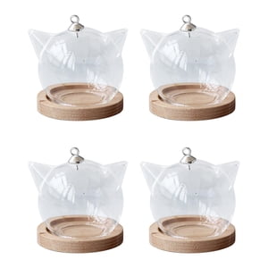 Ioensy - Contenedor De Cúpula De Campana De Cristal Transparente De 4 Piezas Con Tapa Para Decoración De Tienda De Oficina