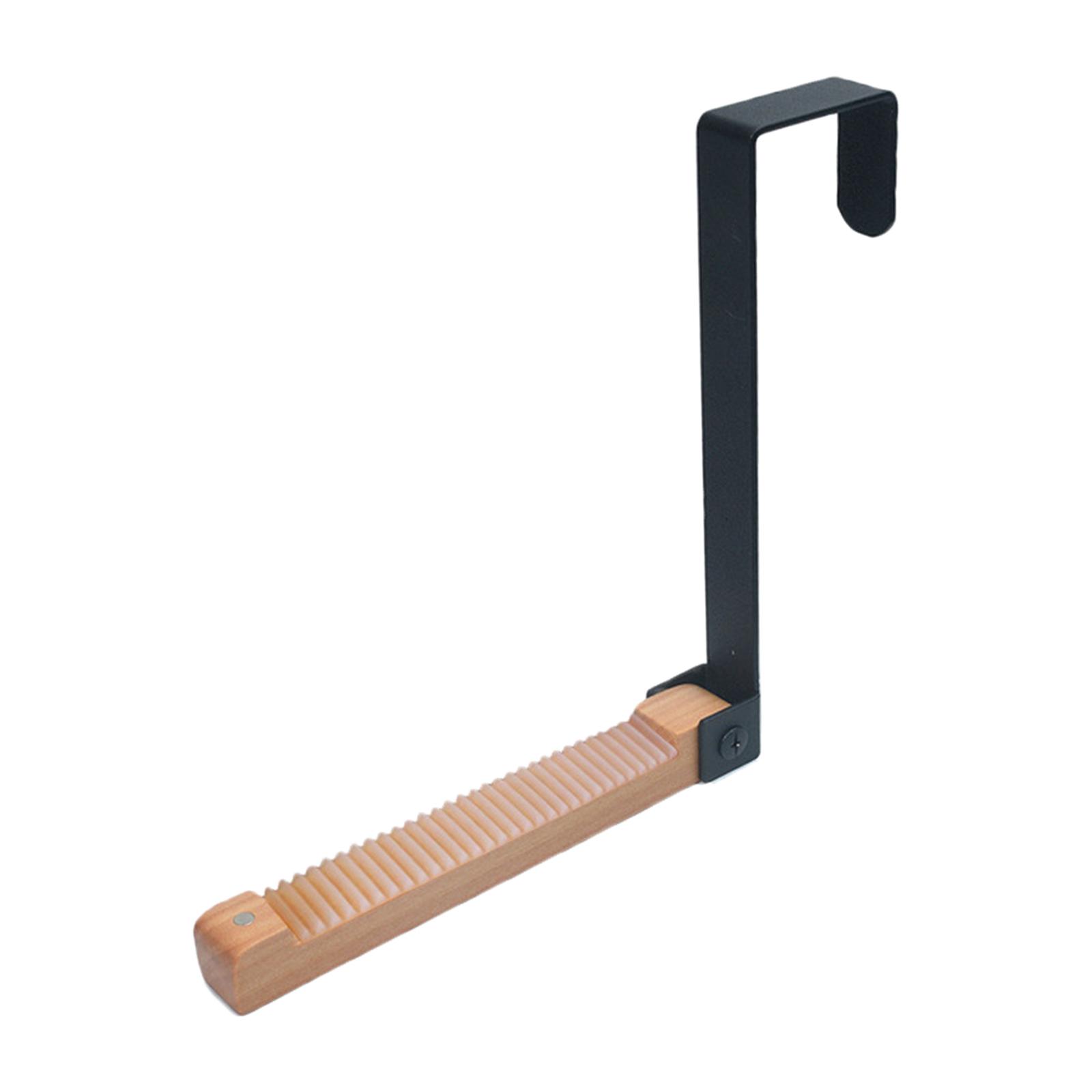 Magideal - Gancho Para Colgar Sobre La Puerta, Colgador De Puerta, Plegable, Portátil, Estable, A Rayas, Perchero Para Puerta, Ganchos De Puerta De Madera Y Meta Negro