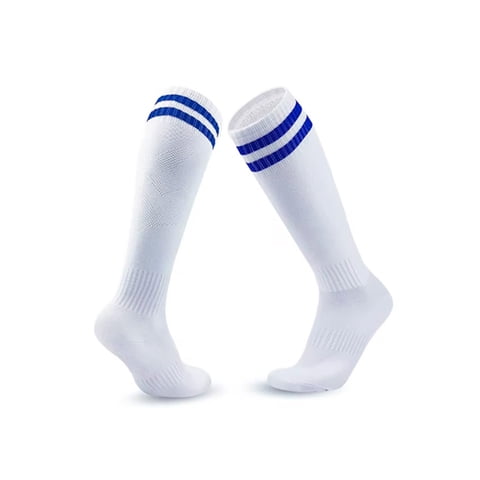 Genérico - Calcetines Futbol Pack 10X Calidad B - Blanco Rayas Azules