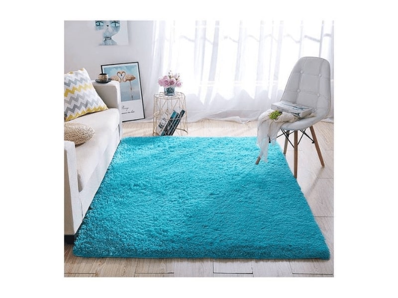 Genérico - Alfombra Peluda 1.8 X 2 Turquesa Liso