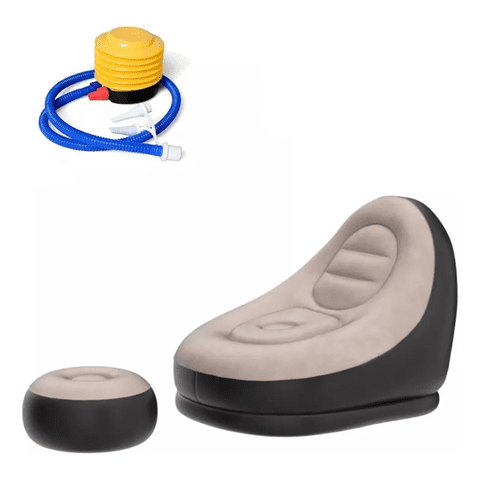 Genérico - Sofa Inflable Puff Tumbona Con Reposa Pies Negro