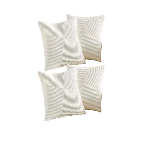 Genérico - Pack De 4 Fundas De Cojin Felpa Blanco