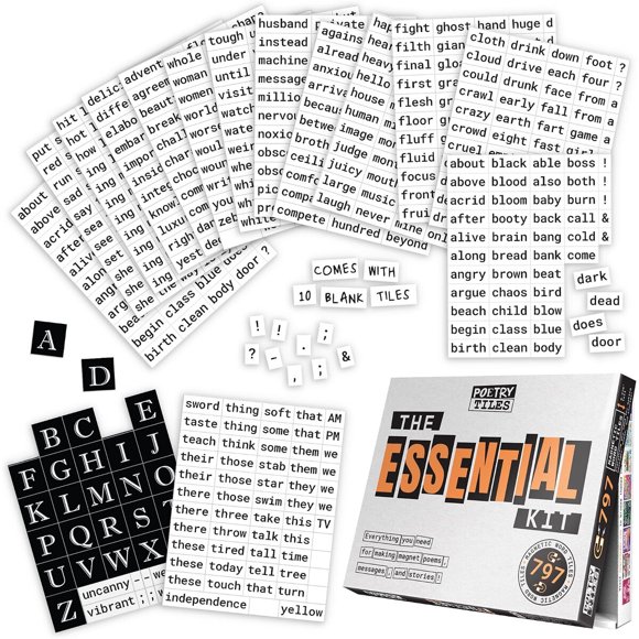 Poetry Tiles 797 Essential Word Magnets for Fridge Poems