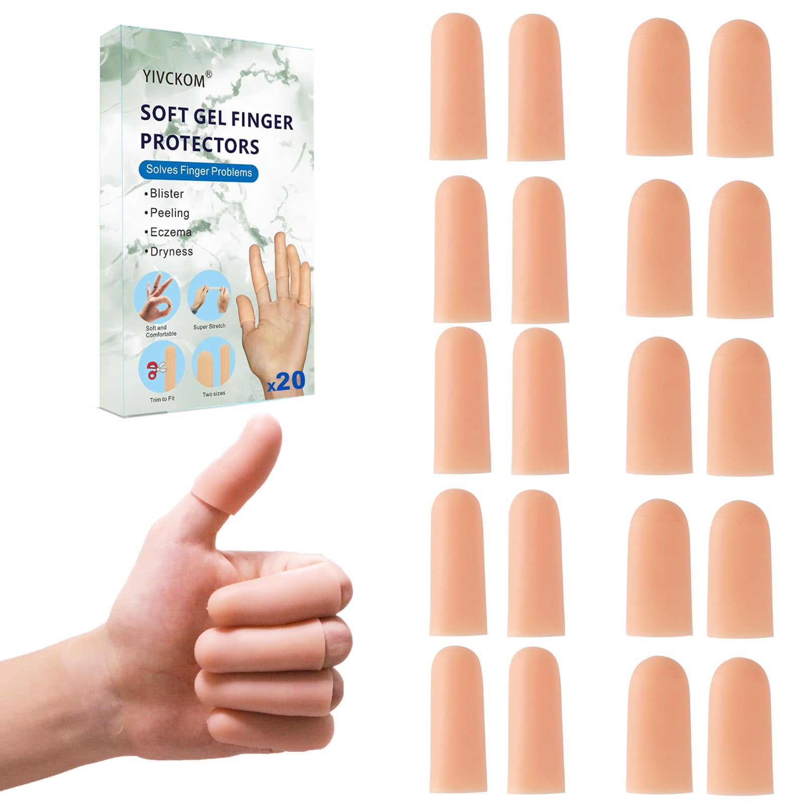 Protectores De Dedos Yivckom Gel Finger Cots De Silicona (20 Unidades)