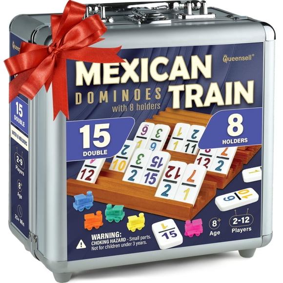 Juego de dominó Mexican Train Queensell Double 15 con funda