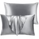 thumbnail image 1 of Juego de 2 fundas de satén Pillow BHZ, tamaño queen, color gris frío, 1 of 9