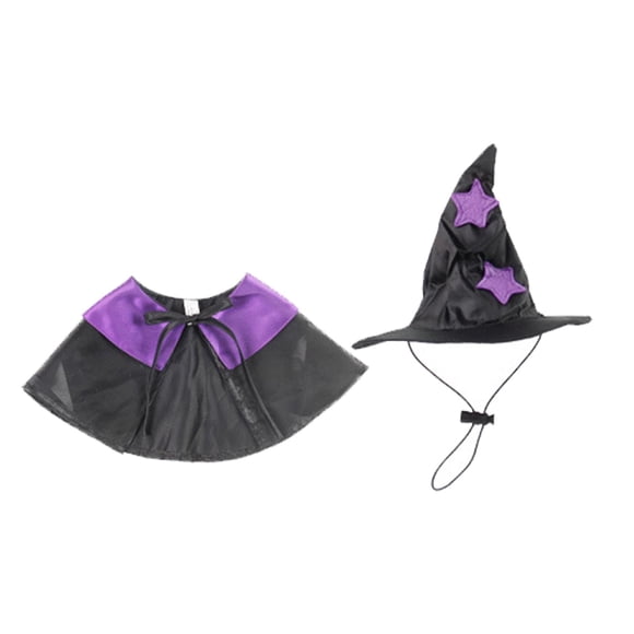 Capa Sombrero Disfraz de Halloween Capa para Mascotas Cosplay Cachorro Gatitos Disfraz de Vacaciones de Lujo Accesorios de Decoración Ropa para Peque S