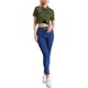 thumbnail image 2 of INSPIRE CHIC Chaqueta de Jean Recortada de Manga Corta con Cuello Vuelto para Mujer de Regreso a Clases Lavada en Denim Verde L, 2 of 6