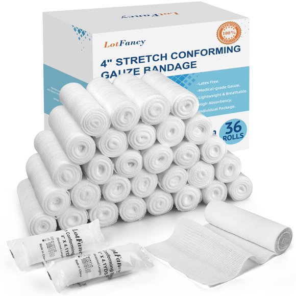 Rollos de gasa LotFancy, 36 x 4.1 yardas, vendaje elástico conformado