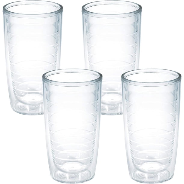 Tervis Clear Colorful Tabletop Made in USA Double-Walled Insulated Tumbler, 16 oz, 4-Pack