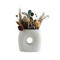 Genérico - Florero Vintage Ceramica Circular Blanco 23X9X20Cm