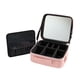 thumbnail image 5 of Caja organizadora de maquillaje, caja de almacenamiento de cosméticos de cuero PU, neceser, bolsa de maquillaje portátil con espejo para accesorios de Rosa, 5 of 5