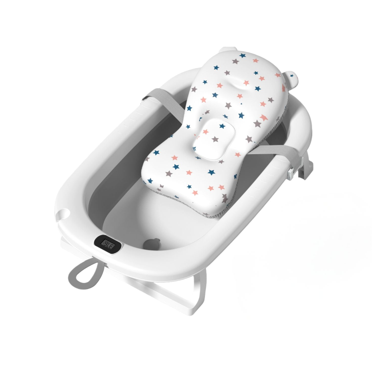 Babyluna - Tina Bañera Plegable Bebé Con Termómetro Y Cojín Gris