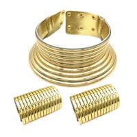 Magideal - Conjunto De Gargantilla Africana Vintage, Collar Llamativo, Brazalete Ajustable Con Broche, Joyería Para Mujeres Y Niñas, Fiesta Temática , Oro