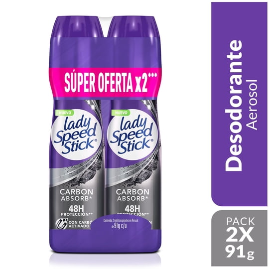 Desodorante Spray Lady Speed Stick Speed Stick Carbon Absorb Pack Mujer
