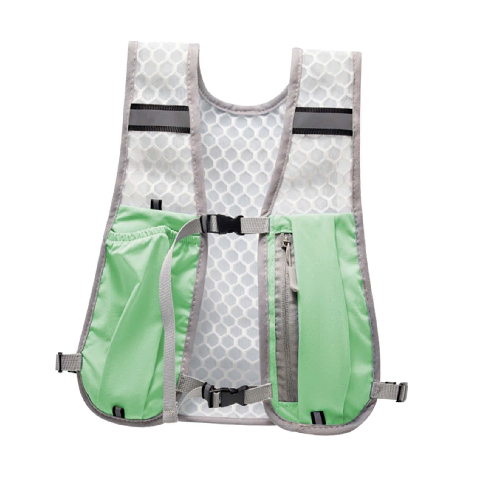 Magideal - Hidratación Chaleco Mochila Deportiva Ligera Con Compartimento Para Botella Y Bolsillo Para Teléfono Nylon Resistente Con Tiras Reflectantes Adecuado Verde