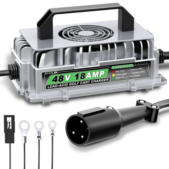 Cargador de Batería Xnvua 48V 18A para Club Car con Enchufe Redondo de 3 Pines