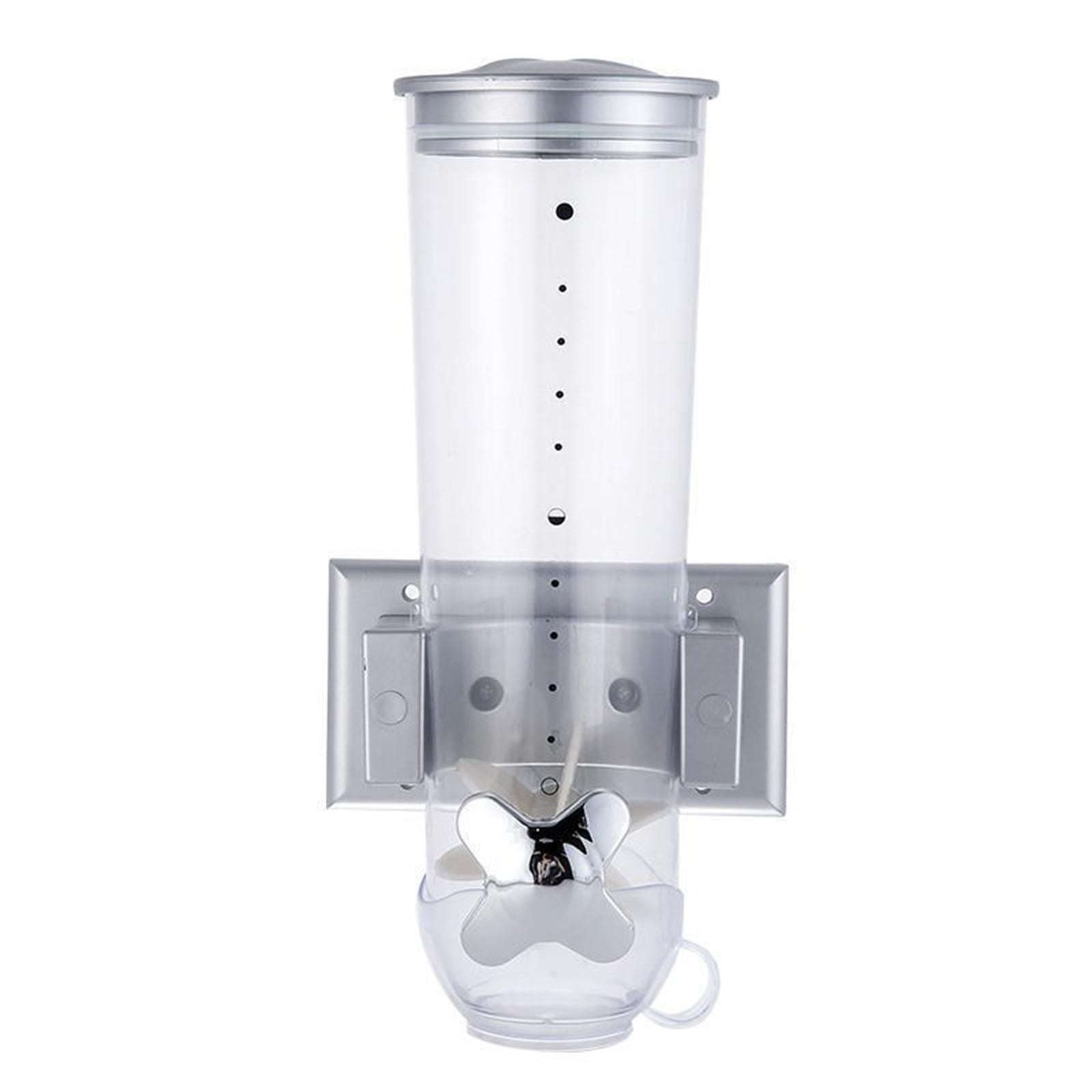 Uucntr - Dispensador De Cereales De 1,5 L Para Alimentos Secos, Montado En La Pared, Para Frutos Secos, Azúcar Y Snacks, Color Plateado.