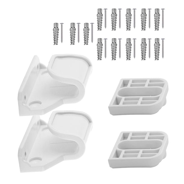 Pestillo de puerta retráctil de 2 piezas con soporte de montaje, tornillos, protección de puerta ajustable a prueba de niños, componentes de expansión Blanco