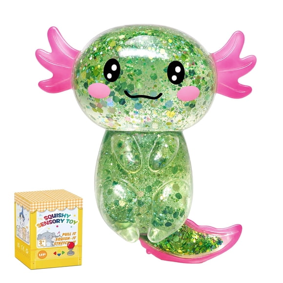Juguete Squishy CZYWJMEI Axolote de 8,5 cm con Brillo Verde