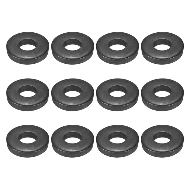 Uxcell 12 piezas 1/2" Arandela plana negra para tornillo M12, arandelas de metal de acero 12mm ID 30mm OD 6mm l para industrial, tornillos pernos