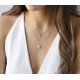 thumbnail image 5 of Gargantilla de perlas delicadas para mujer, cadena de perlas gruesas chapada en oro de 14 quilates, minimalista, con cierre de clip de papel cubano y perlas plateadas, joyería de uso diario para regal, 5 of 7