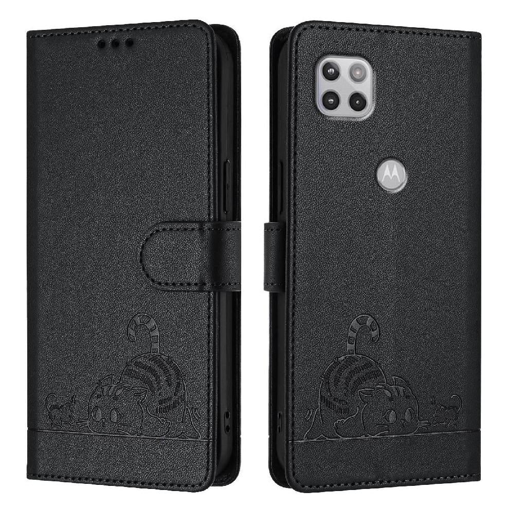 Funda Tipo Cartera Foxdock Para Motorola Moto G 5g 2020 Con Soporte, Ranuras, Rfid, Diseño De Gato