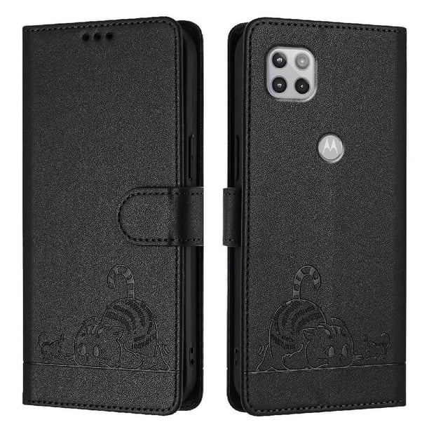 Funda tipo cartera FOXDOCK para Motorola MOTO G 5G 2020 con soporte, ranuras, RFID, diseño de gato