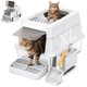 thumbnail image 1 of Caja de arena para gatos Mutrelenx XL de acero inoxidable con cubierta, 1 of 8