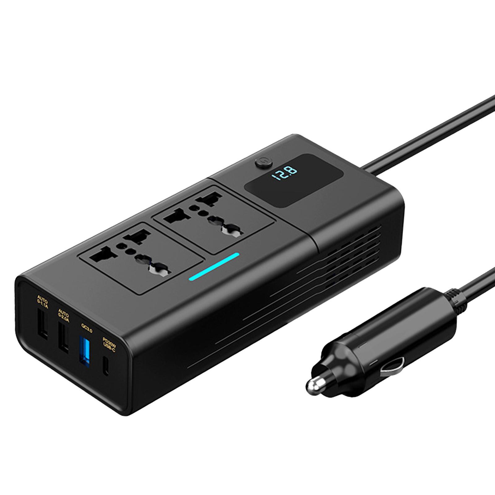 Magideal - Inversor De Corriente Para Coche, Accesorio Para Vehículos, Protección Segura, Cc 12 V A 110 V, 220 V Negro