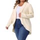 thumbnail image 4 of Agnes Orinda Cárdigan de Punto para Mujer Talla Grande con Solapa, Manga Larga, Frente Abierto, Dobladillo Irregular, Suéter Casual Suave 1X Beige, 4 of 6