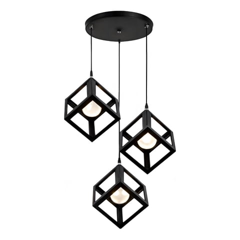 Genérico - Lámpara Colgante Techo Led 3 Cubos Hierro Negro E27 Jhn