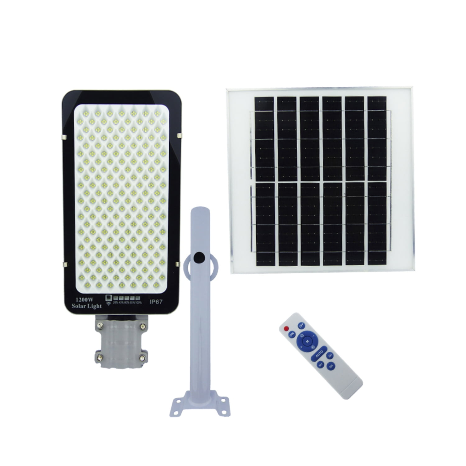 Importclick - Foco Brazo Solar 1200 Watt 688 Led Placa Metalindicador Carga Control Remoto