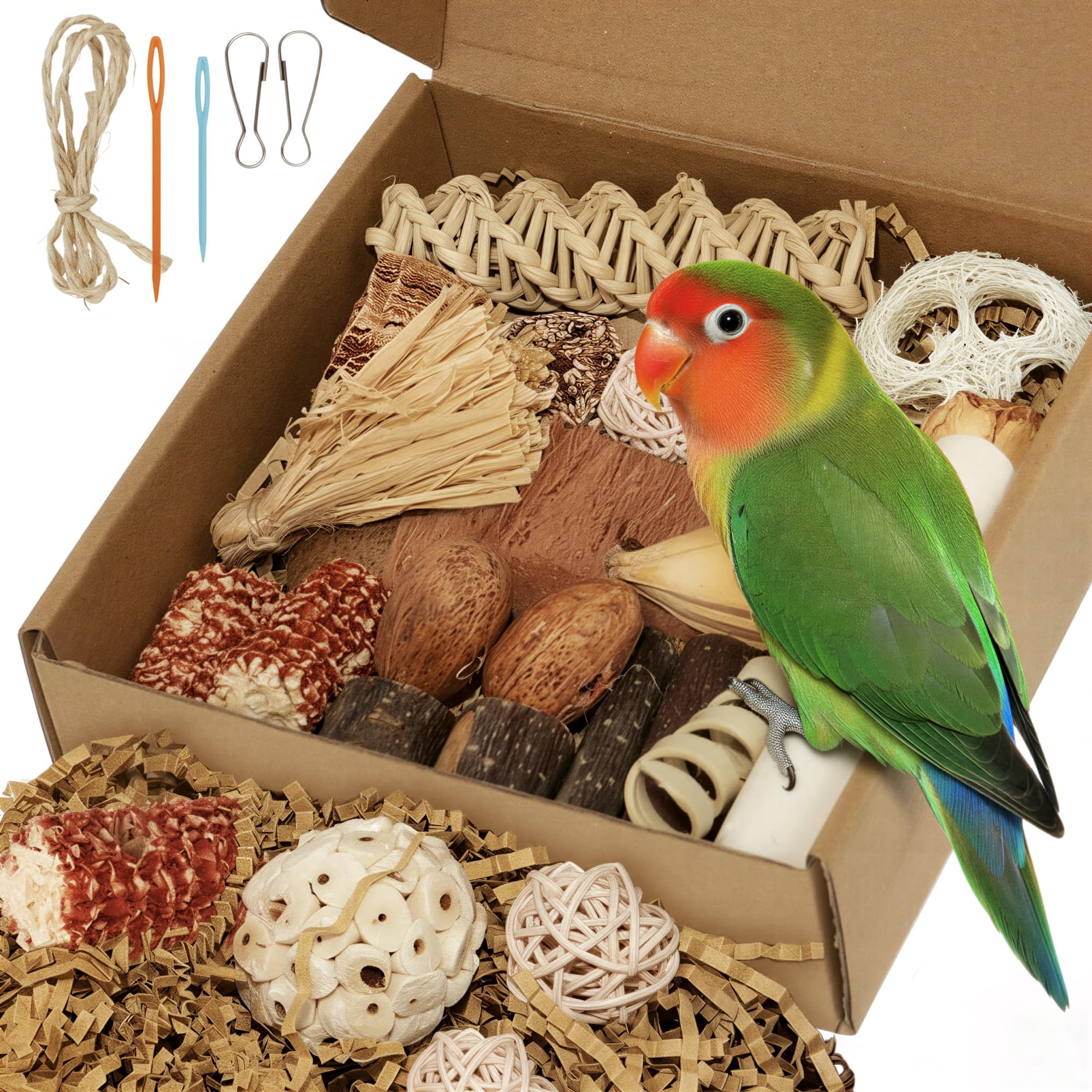 Juguete para aves ZooVibe Caja de forrajeo DIY para loros y periquitos