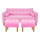 thumbnail image 1 of Sofa Retro 3c + 2 Pouf Felpa 04 Rosado, 1 of 6