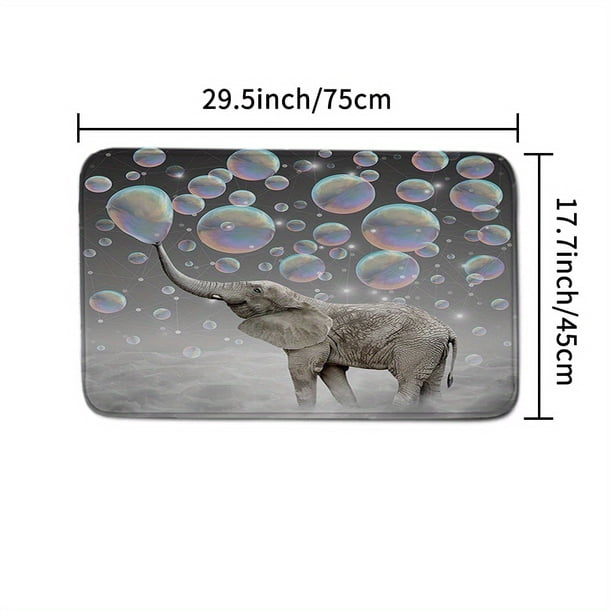 1pc Waterproof Elephant Shower Curtain with 12 Hooks, Non-Slip Bathroom Rug, Toilet U-Shape Mat, and Toilet Lid Cover Pad - Adorable Bathroom Decor